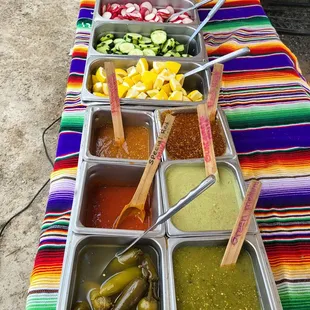a variety of condiments