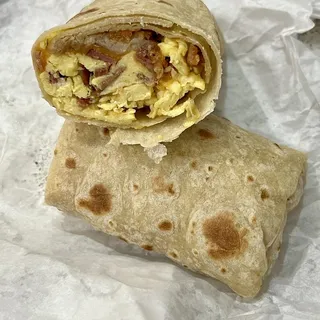 Bacon, Eggs and Cheese Burrito