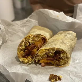 Bacon breakfast burrito