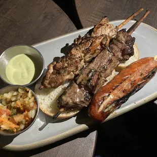 Chuzo combo (with chicken, steak, and chorizo).