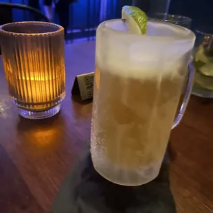 Corona in a frosty mug