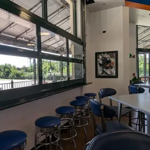 Interior - bar wall seating, garage door for opening if the weather is nice