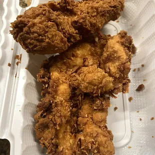 Chicken strips with 2 already eaten