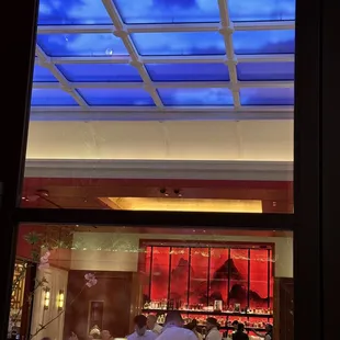 Moving sky ceiling. Changes during the evening.