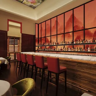 the bar and dining area