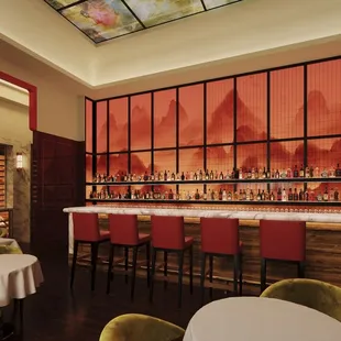 the bar and dining area