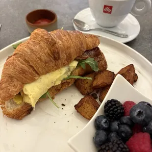 Croissant breakfast sandwich