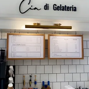 menus on the wall