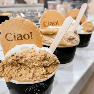 Cappuccino, vanilla, hazelnut, and salted caramel