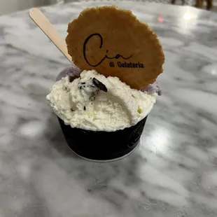 Medio size Gelato (Straciatella and Ube Sticky Rice)