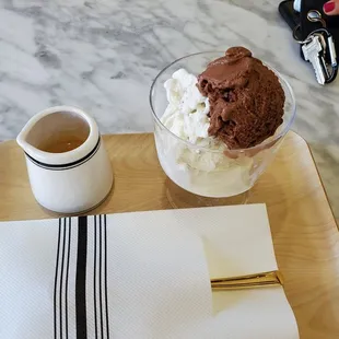Affogato with stracciatella &amp; chocolate  Gelato  topped with espresso! Yum...yum!!!