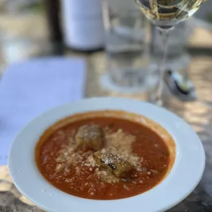 Always . . Tomato basil soup with homemade croutons