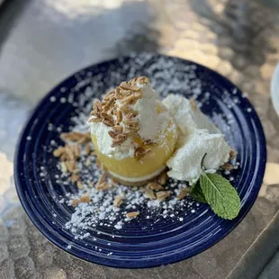 Lemon Curd Meringue with whipped cream. Sigh.