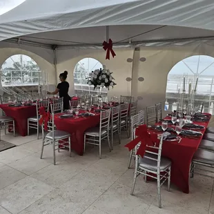 tables set up for a wedding reception