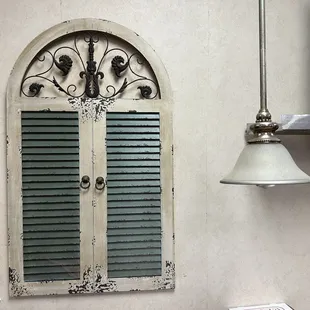 a window with shutters