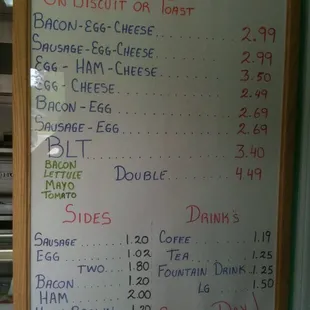 breakfast menu