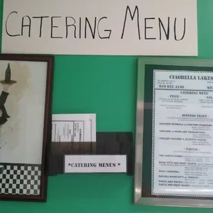 a menu and a sign