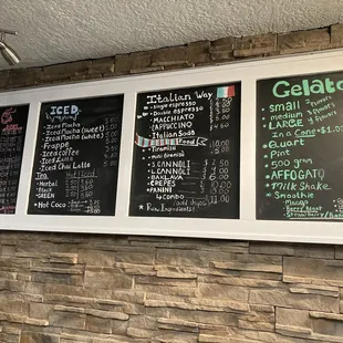 menus on the wall