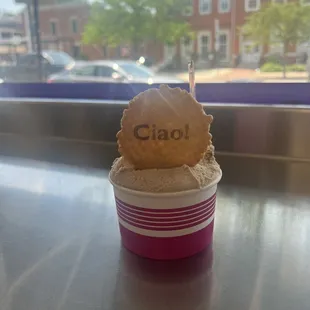 Medium gelato with a cookie