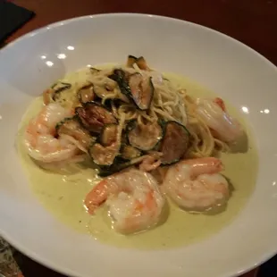 Taglialini Nerano, the pasta, perfect, sauce awesome,  shrimp tender!