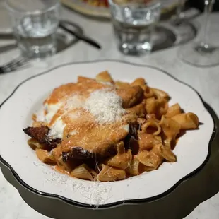 Chicken Parmigiana with vodka sauce.