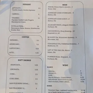 Menu (as of October 2024)