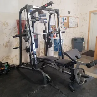 There is also some workout equipment, dumbbells, ab roller, etc.