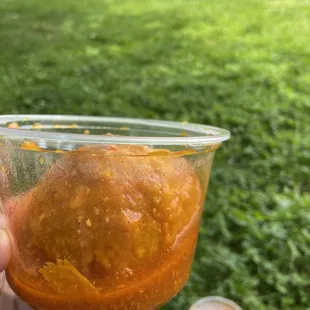 a person holding a bowl of food