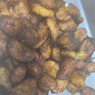 a tray of fried bananas