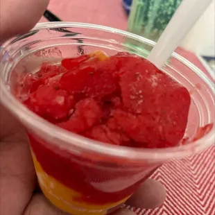 Water based strawberry with water based mango. Fresh, cool and delicious.