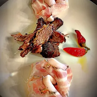 Brisket, pork belly &amp; peppers