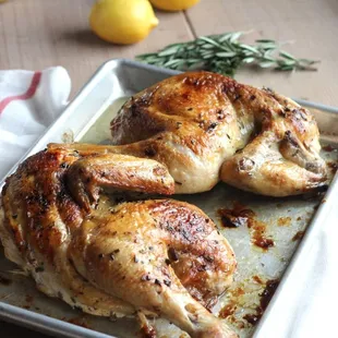 Rosemary and lemon roasted free range chicken.
