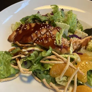 Salmon salad. Partially eaten.