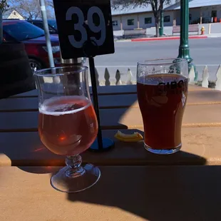 Cherry sour and winter Weiss beer.  Both are very good.