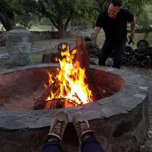 Building a fire at Fort Morita before the night falls.