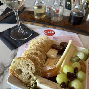 Wine flight and cheese plate