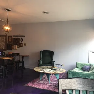 a living room and dining room