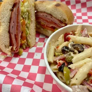 Hoagie with pasta salad