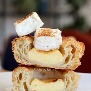 Lemon Cardamom Creme Brulee Puff ($5) - kouign amann with lemon curd filling and homemade marshmallow