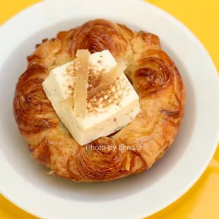 Lemon Cardamom Creme Brulee Puff ($5) - kouign amann with lemon curd filling and homemade marshmallow