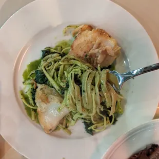 house-made linguini with soy miso cod fish and Tuscan Kale pesto - so so