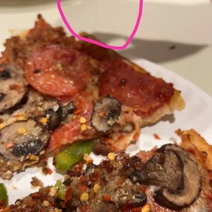 Hair baked inside the pizza!!
