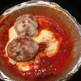 Homemade Meatballs With Mozzarella And Marinara Sauce!