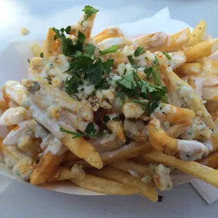 Blue cheese fries with Gorgonzola, aoli sauce and some other stuff that made it amazing !
