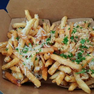 Garlic Parm fries and Asiago Truffle fries