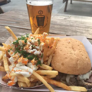 Tri tip sandwich (excellent) and blue cheese fries. EXCELLENT!