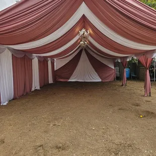 Canopy 20x30 feet long With Dusty pink and white draping