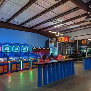 a row of arcade machines