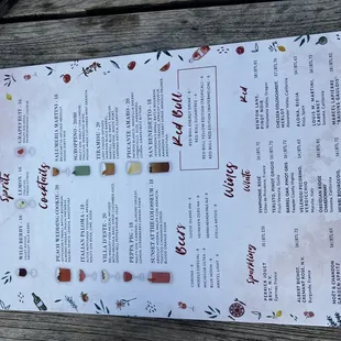 Drink menu