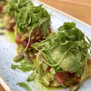 AHI TUNA TOSTADITAS - amazing Mexican influenced poke with a bit of spicy flavor. Still is as good as it was 3 years ago (08/2023)